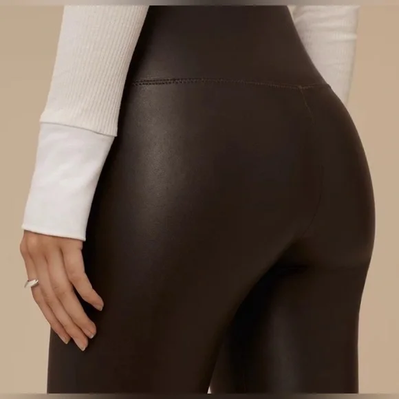 Aritzia Wilfred Free Daria Brown Vegan Leggings L - Picture 2 of 7